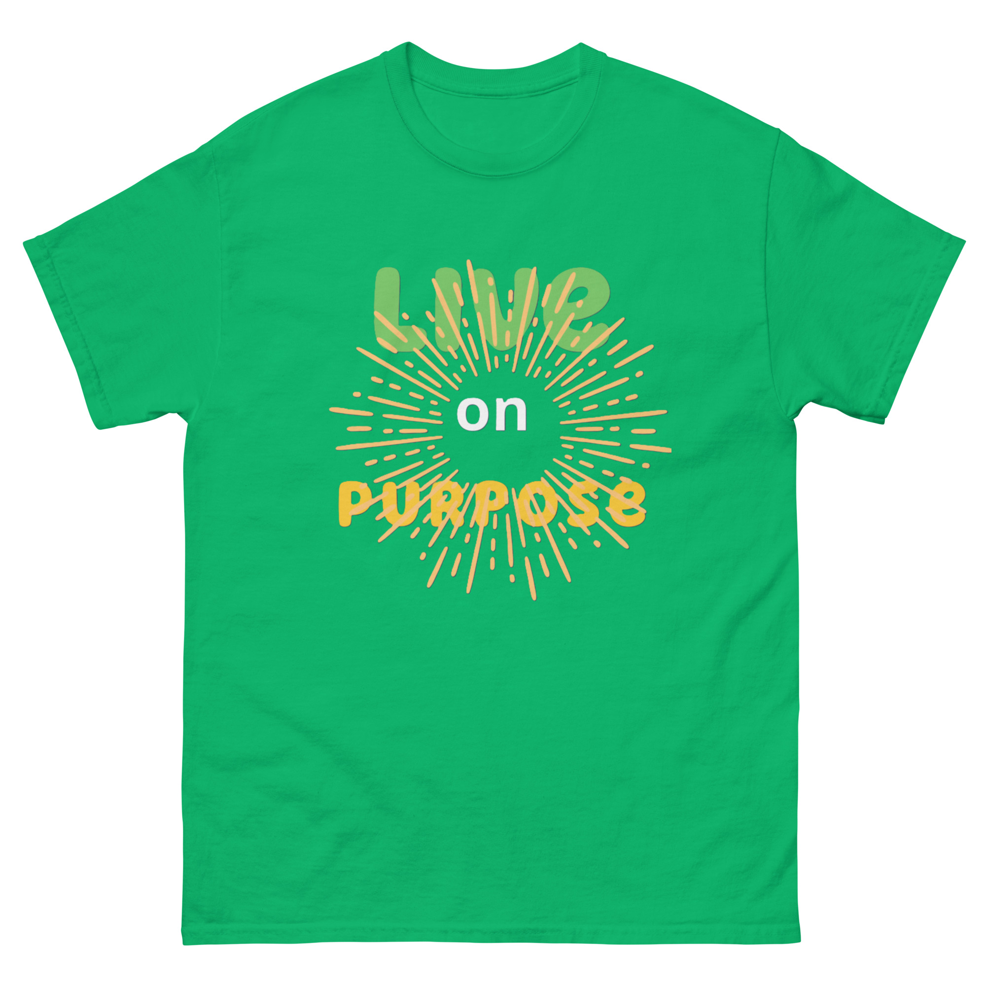 Irish green t-shirt "Live on Purpose"